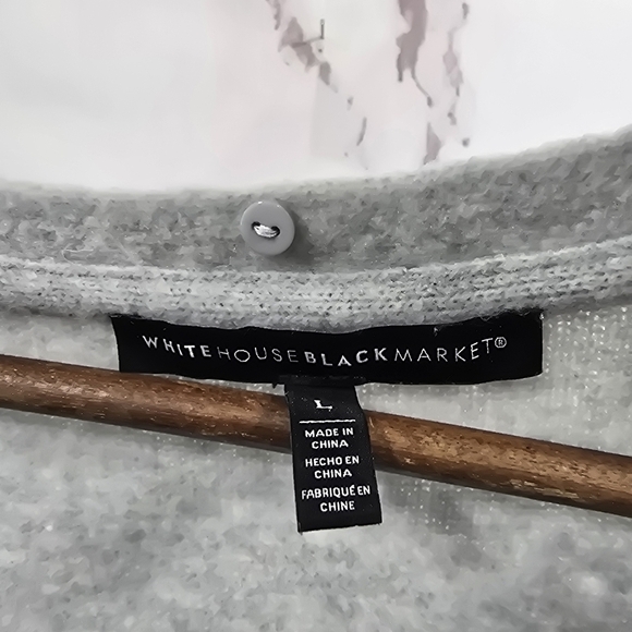 White House Black Market Cardigan Womens Large Gray Long Duster Maxi Slits - Picture 3 of 16